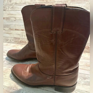 JUSTIN BOOTS Men's Brown Leather Roper Western Size 8M